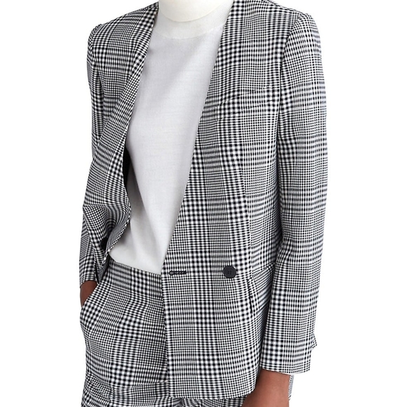 Plaid Double-Breasted Blazer - Picture 1 of 11